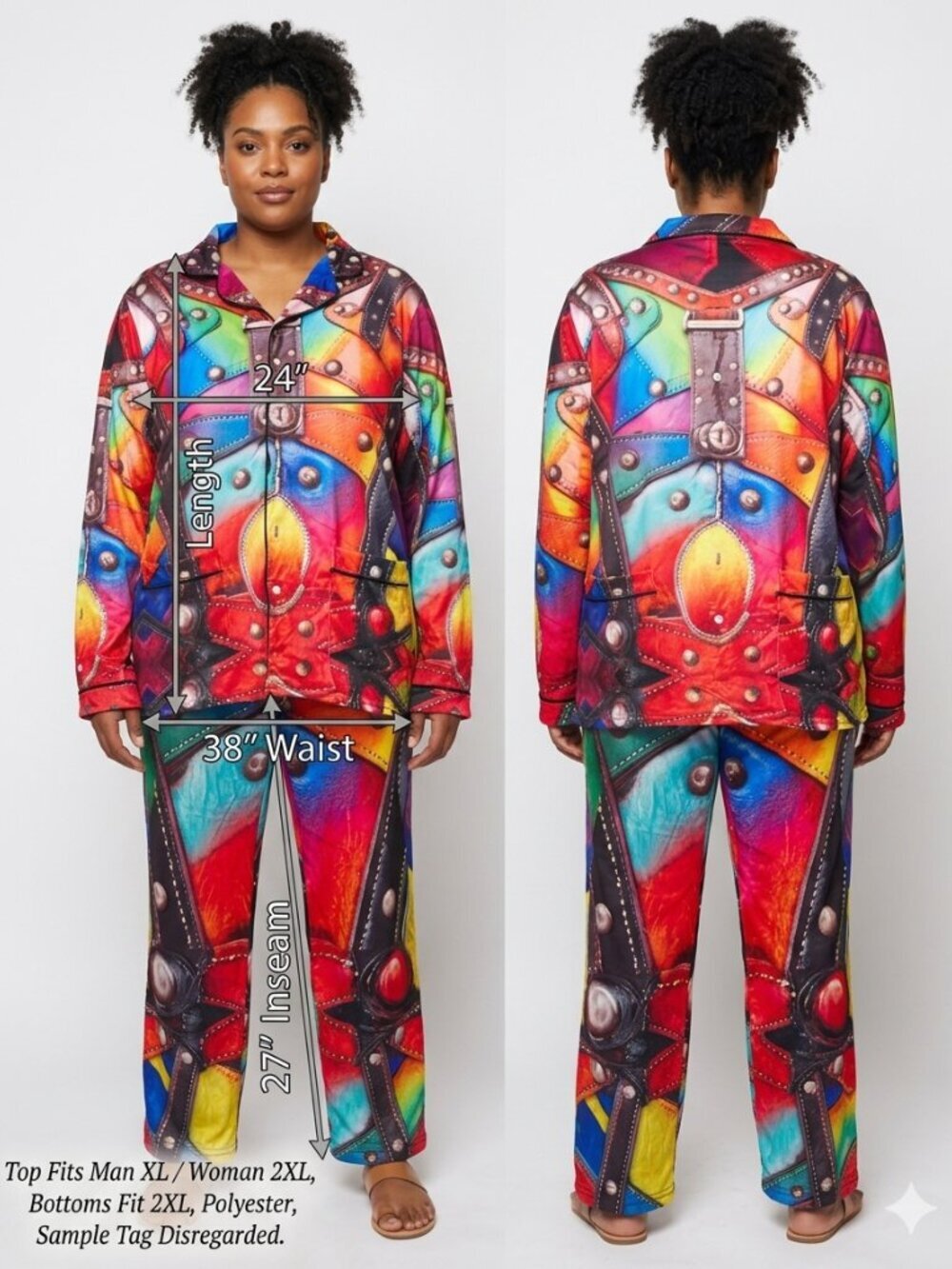 Trippy Colorful Pajamas Unisex NWT Lounge Set Bondage Armor Patchwork